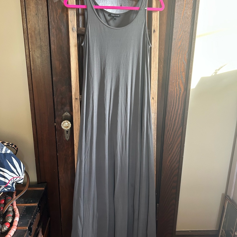 Eileen Fisher 100% Silk, Gray Sleeveless Tank Maxi Dress, NWOT